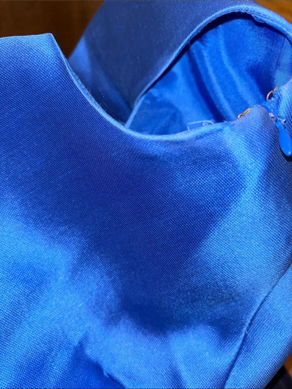 Kate Spade Silk Taffeta Open Back Big Bow Fit & Flare Blue Dress Pockets 2 $345 - Picture 6 of 8